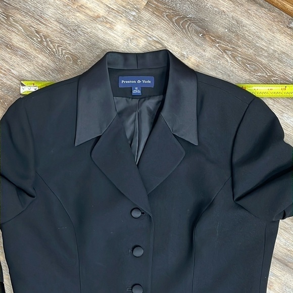 Preston and York Women's Size 12 Black Tuxedo Jacket Satin - Picture 12 of 15